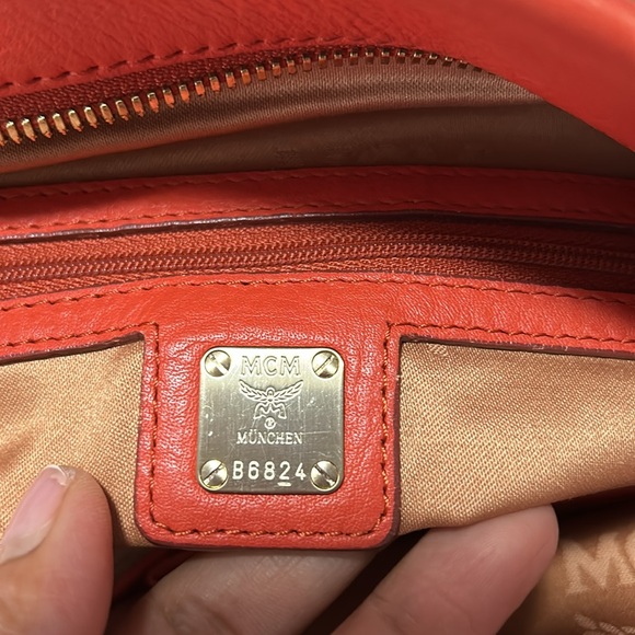 Authentic  Soft Leather MCM  Orange 2 way bag - Picture 14 of 16